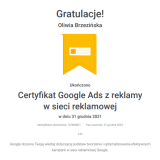 Kampanie reklamowe w Google Ads - Certyfikat z reklamy w sieci reklamowej